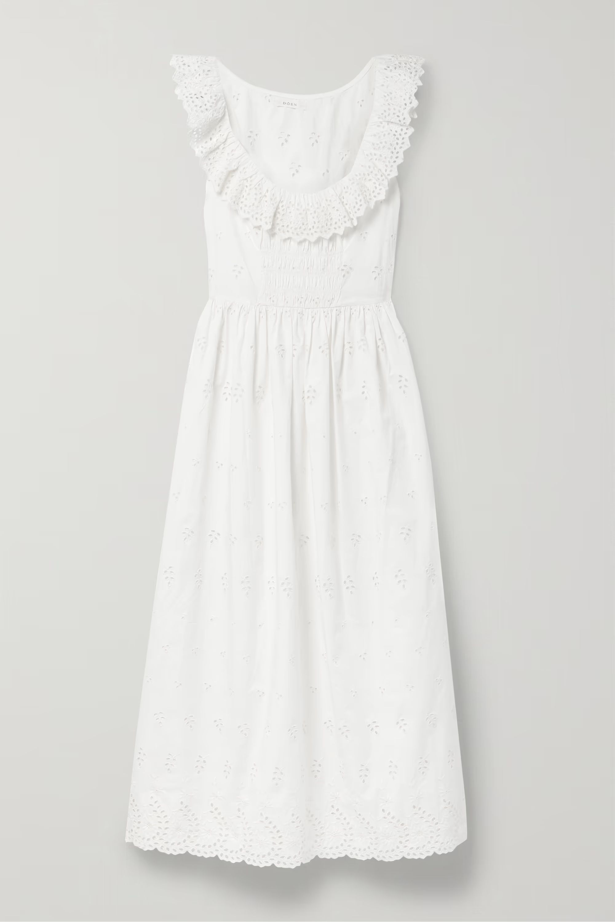 Farah ruffled broderie anglaise organic cotton-poplin midi dress | NET-A-PORTER (US)