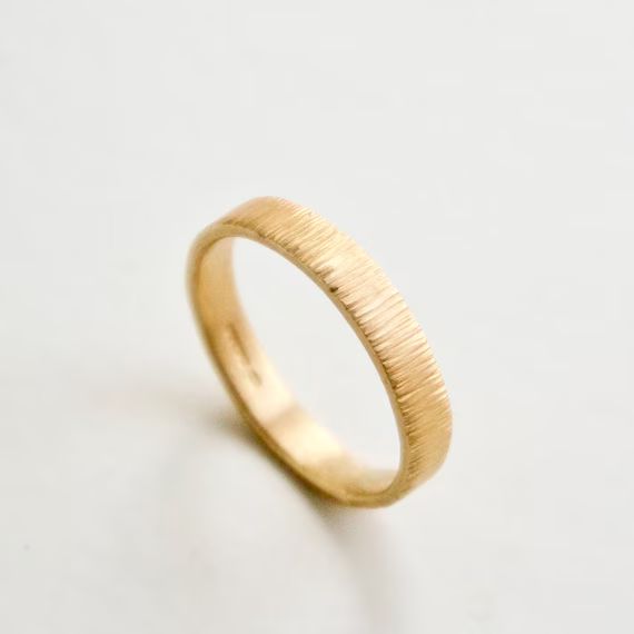 Gold Wedding Band - Tree Bark Ring - Unique Wedding Ring  - Men's Wedding Band - Recycled 9 Carat... | Etsy (UK)