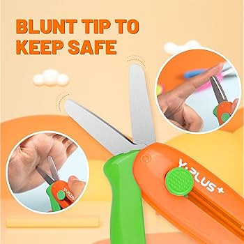 Safety Scissors for Kids, Retractable Small Scissors for Toddler Craft Ages 3-5 2-4 1-3, Cute Tod... | Amazon (US)