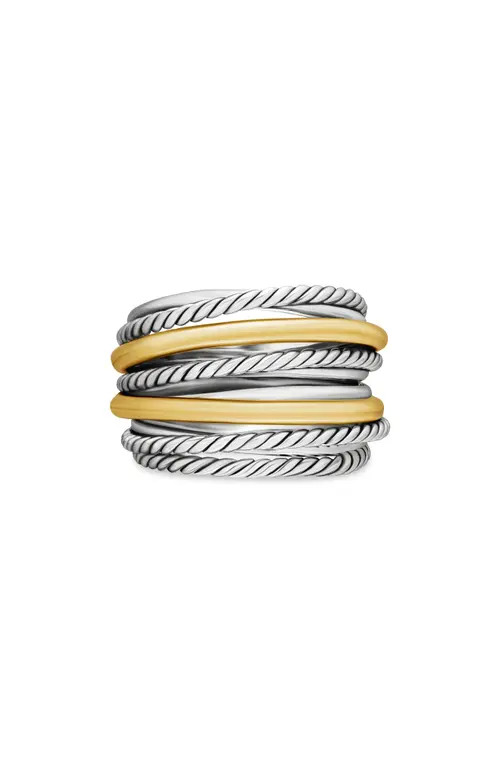 David Yurman Crossover Wide Ring with 18K Gold in Silver/Gold at Nordstrom, Size 9 | Nordstrom