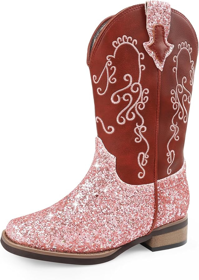 Cowboy/Cowgirl Boots for Boys/Girls Toddler Western Wide Calf Square Toe Kids Boots with Side Zip... | Amazon (US)