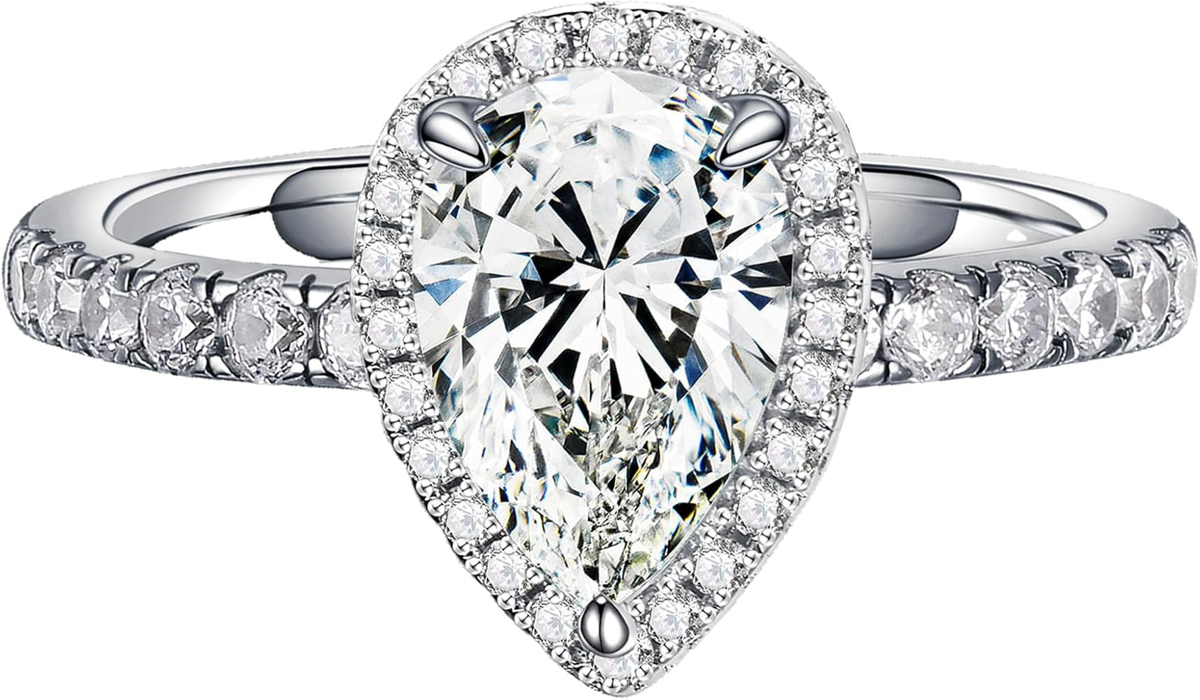 MOOSEA 1.5CT Halo Pear Moissanite Rings for Women, D Color VVS1 Clarity Lab Created Diamond Rings... | Amazon (US)