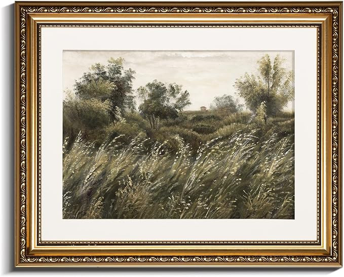 InSimSea Gold Picture Framed Wall Art, Living Room Bathroom Vintage Wilderness Field Pictures Wal... | Amazon (US)
