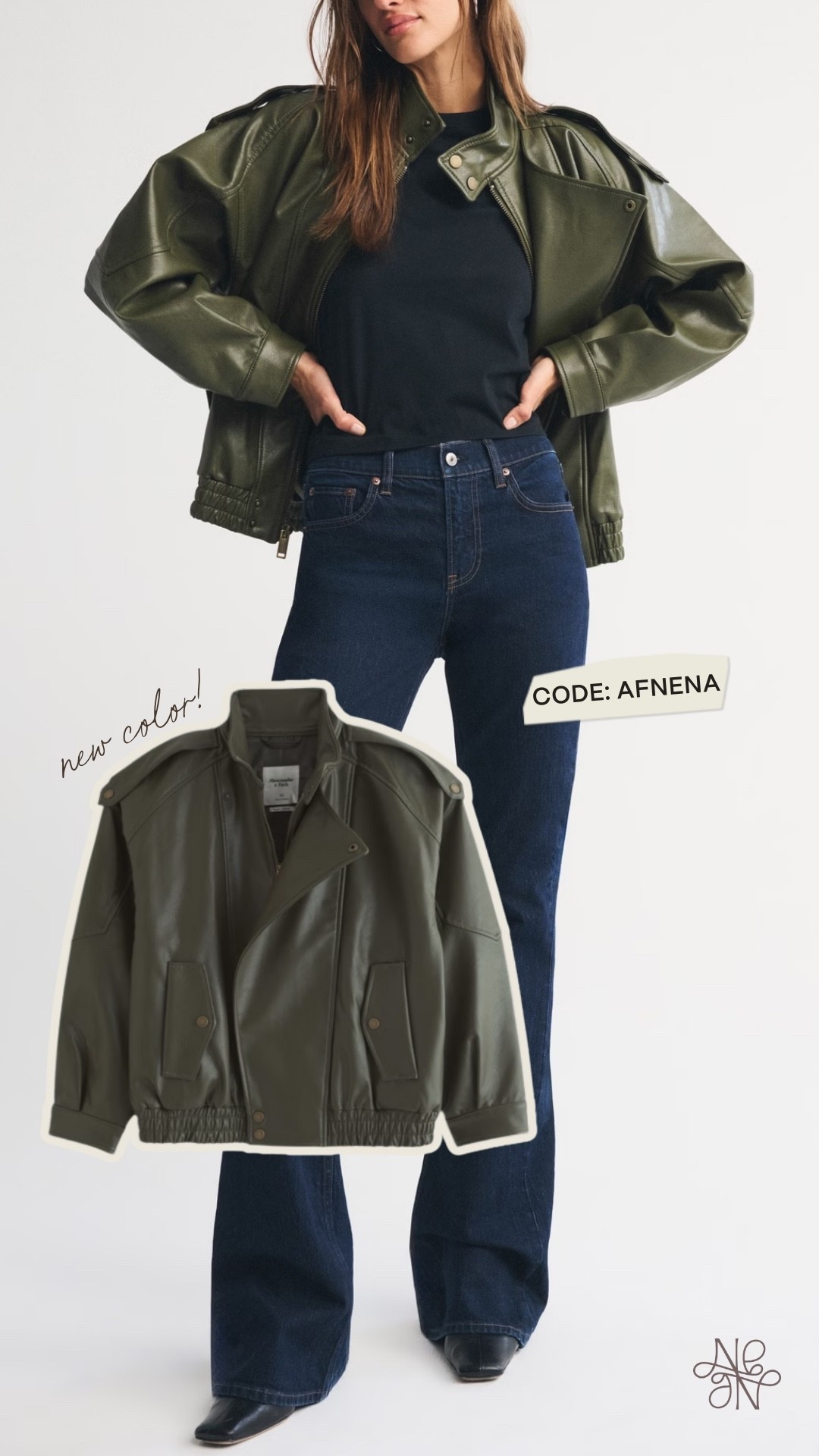 Use code AFNENA for an extra 15% OFF everything!! My favorite leather jacket is under $100 and now comes in green! I swear size S (fits oversized) 🤩 

Abercrombie jeans 
Abercrombie code 
Abercrombie sale 
Denim 
Winter outfit 
Winter fashion

#LTKSeasonal #LTKSaleAlert