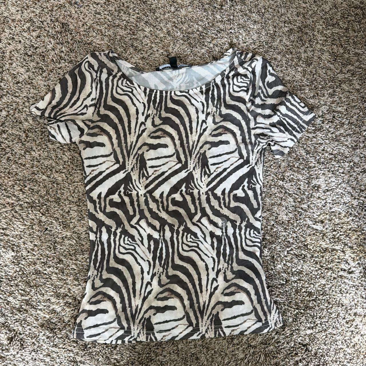 Pacsun zebra print mesh top. Size XS. never worn, no... | Depop | Depop US