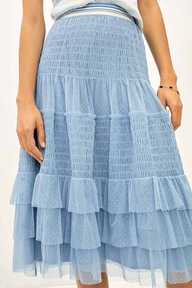 Maeve Tulle Midi Skirt | Anthropologie (US)