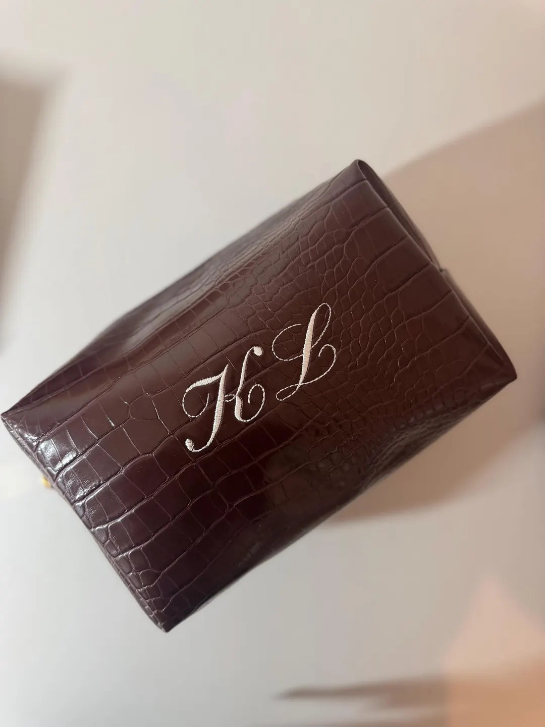 Personalized Faux Croc Leather Makeup Bag | Embroidered Toiletry Pouch - Etsy | Etsy (US)