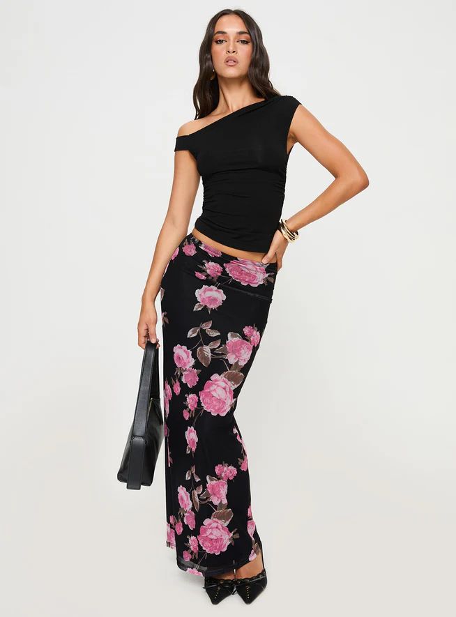 Modalla Maxi Skirt Black Floral | Princess Polly US