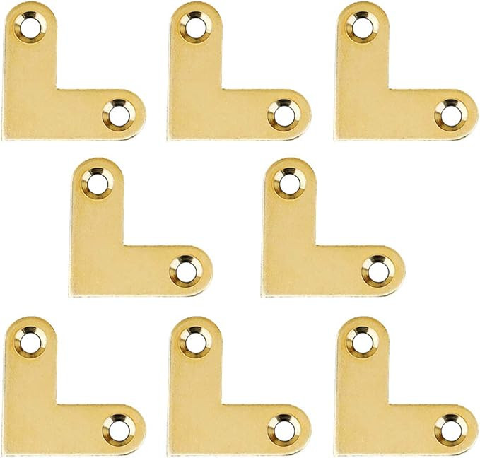 8Pcs Antique L Shape Brass Flat Corner Bracket Joint Flat Corner Brace Plate Support Drawer Fixed... | Amazon (US)
