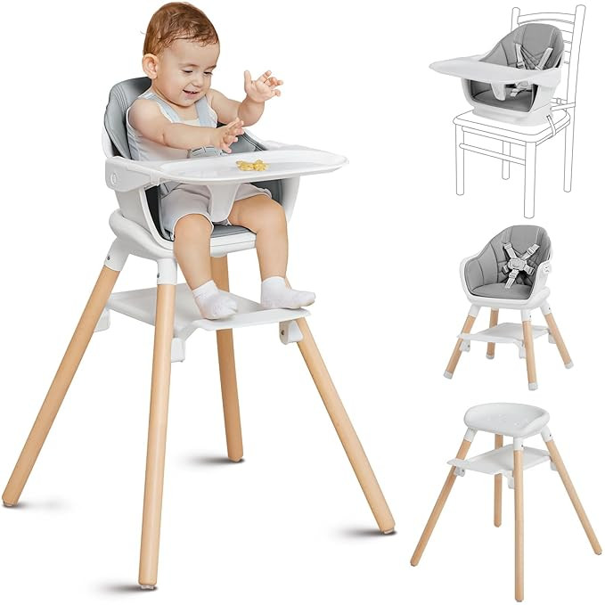 Wooden Baby High Chair, 11 in 1 Convertible Chair for High Chair, Booster Seat, Toddler Chair, fo... | Amazon (US)
