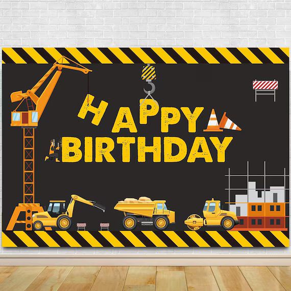 Construction Party Photo Backdrop Banner - First Birthday Construction Birthday Party Constructio... | Etsy (US)