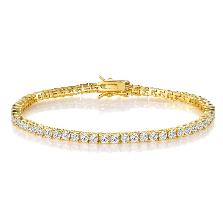 VOLUKA 18k Gold Plated CZ Tennis Bracelet, 3MM Cubic Zirconia Charm Bracelet For Women Men | SHEIN