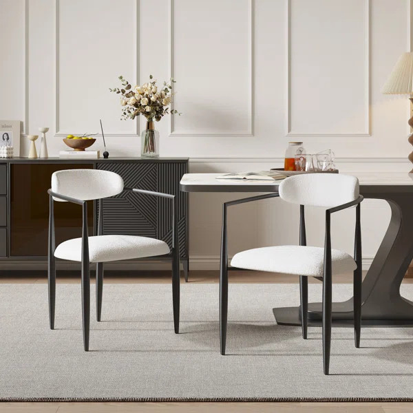 Clivia Boucle Fabric Upholstered Back Armchair Dining Chair | Wayfair North America