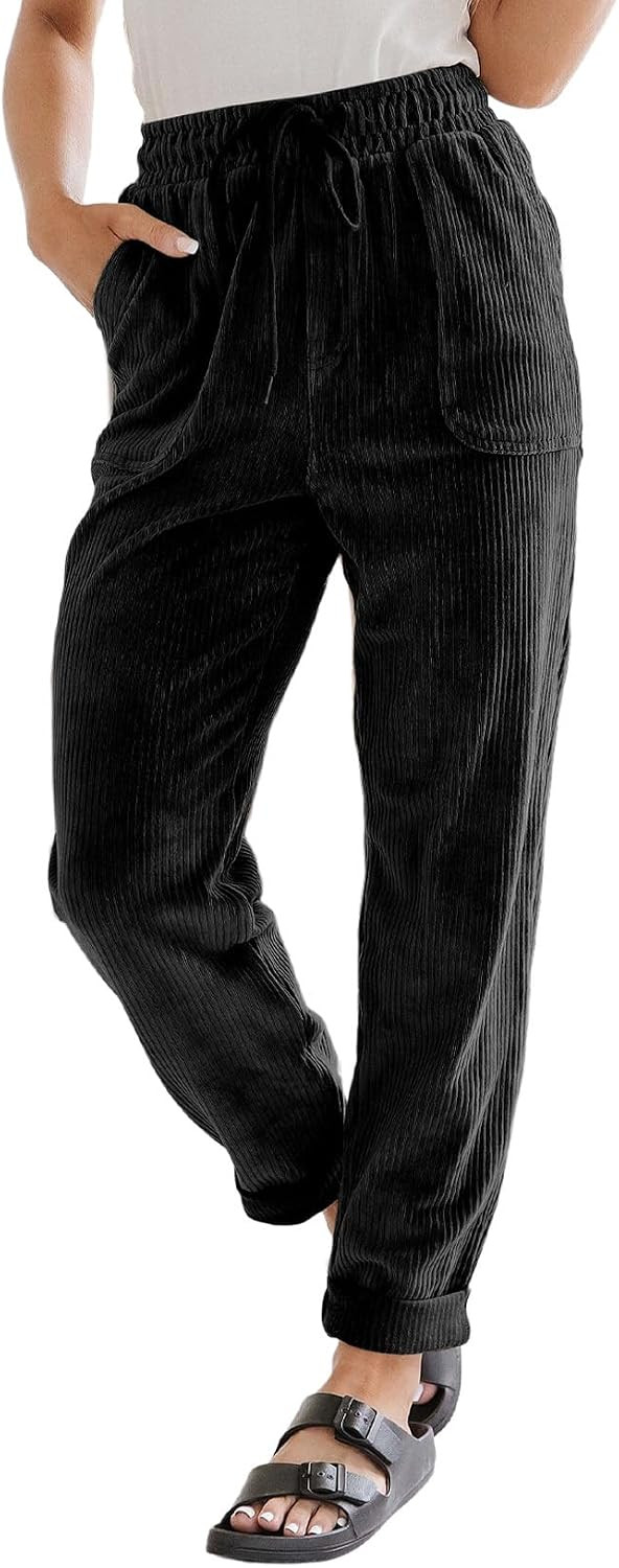 EVALESS Womens Corduroy Pants Straight Leg Fall Teacher Pants | Amazon (US)