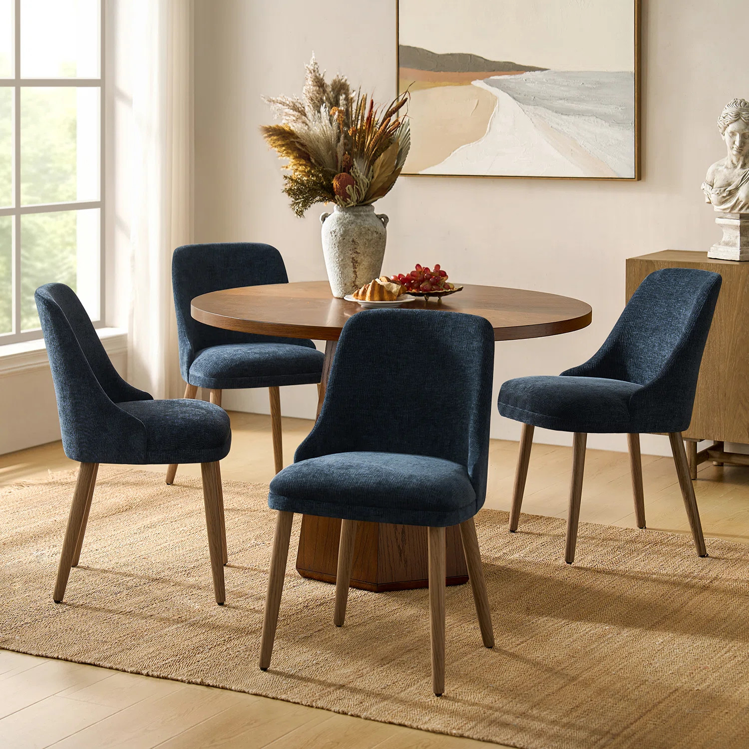 Kanalu 19.25" Modern Upholstered Dining Chair Set with Solid Wood Legs | Wayfair North America