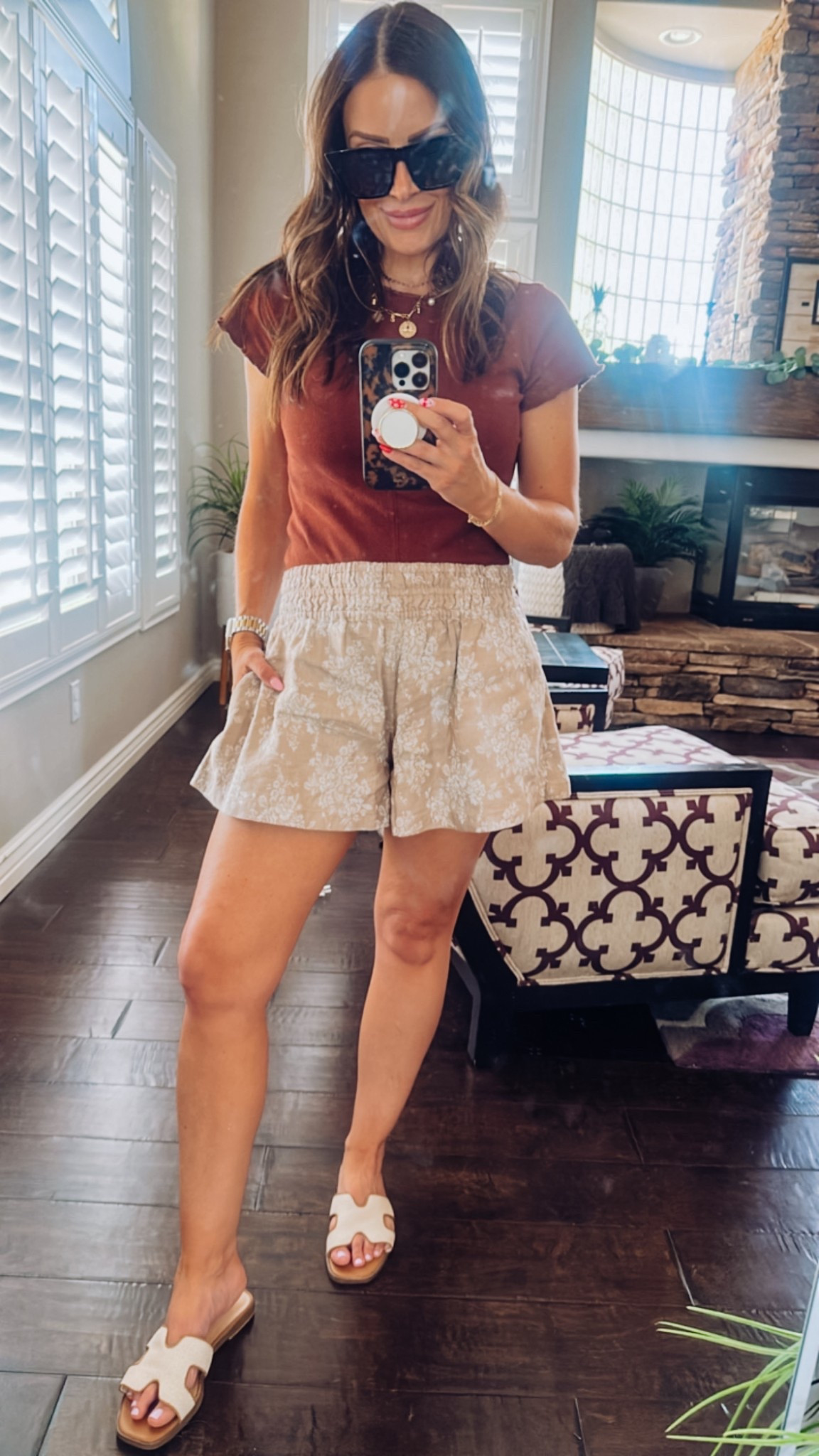 Obsessed with these shorts. Wearing XS. Come in several prints or color options. Can dress up with heels or down like I have here. 

#LTKSeasonal #LTKFindsUnder100 #LTKStyleTip