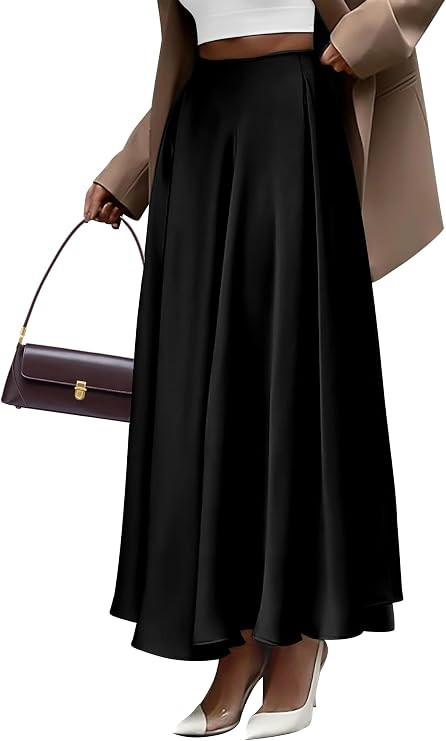 BTFBM Satin Skirts for Women Summer 2026 Elegant Flowy A-Line Cocktail Formal Silk Spring Maxi Sk... | Amazon (US)