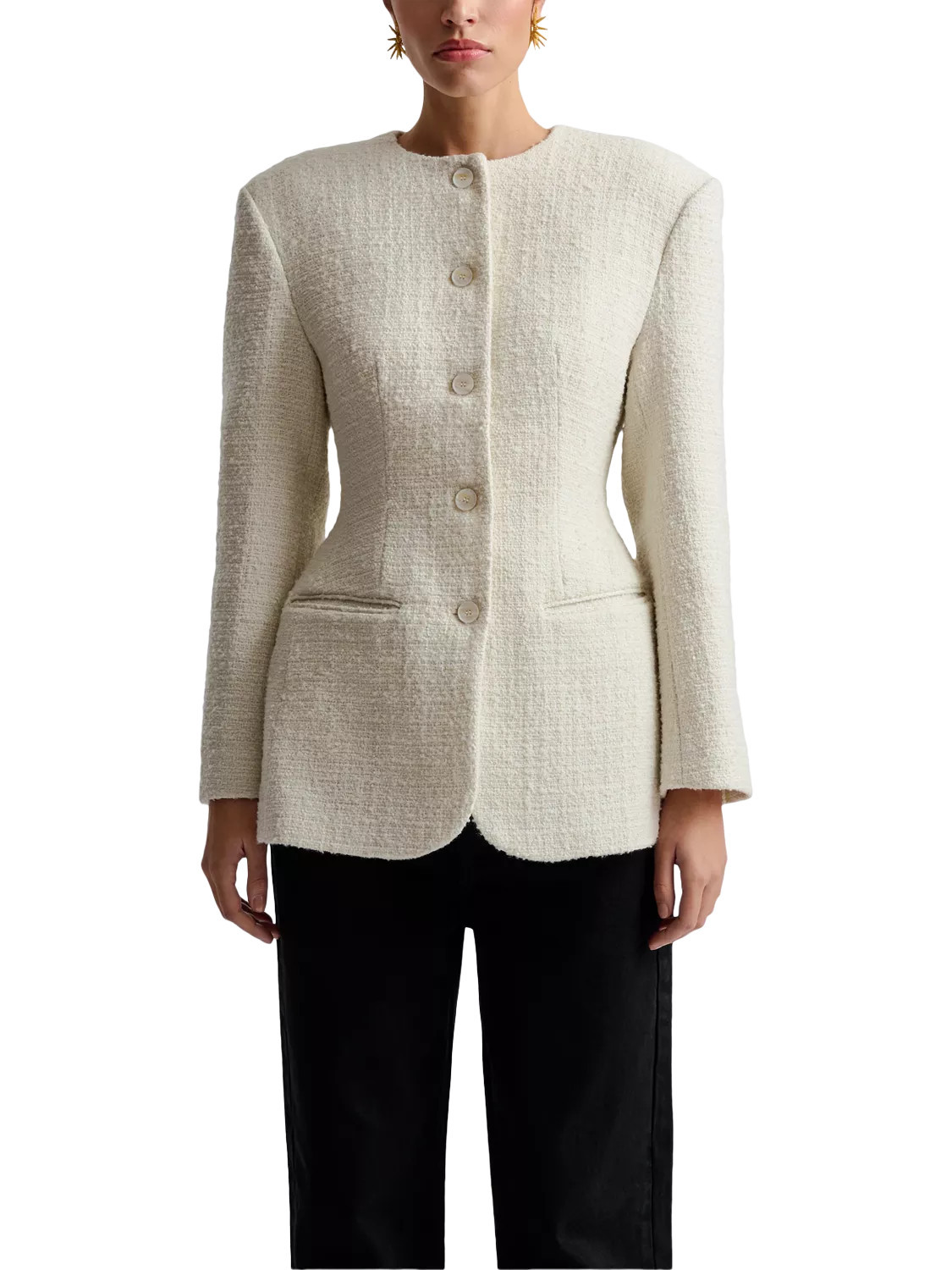 Malina Carol Wool Blend Blazer, Vanilla | John Lewis (UK)