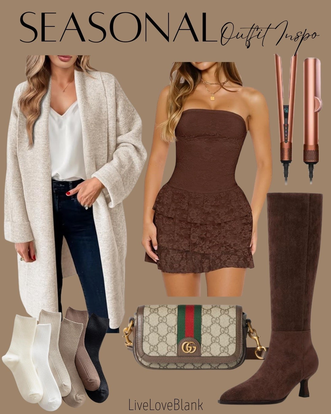 Seasonal outfit inspo 
Mini dress with knee high boots 
Coatigan 
Gucci mini bag
Dyson Airstrait 



#LTKmomlife #LTKOver40 #LTKSeasonal