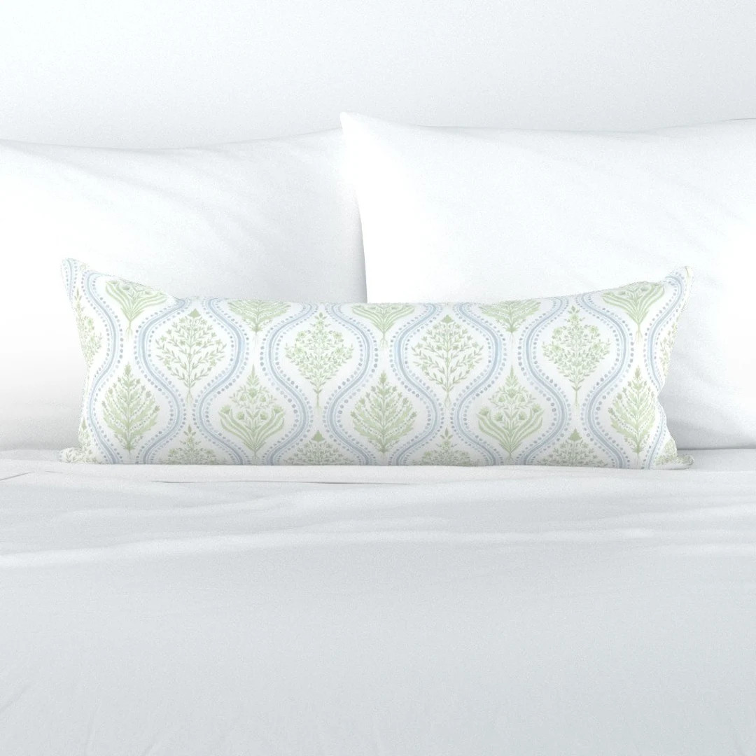 Preppy Paisley XL Lumbar Pillow - Cornflower Green Blue by Danika_herrick - Green Blue Extra Larg... | Etsy (US)