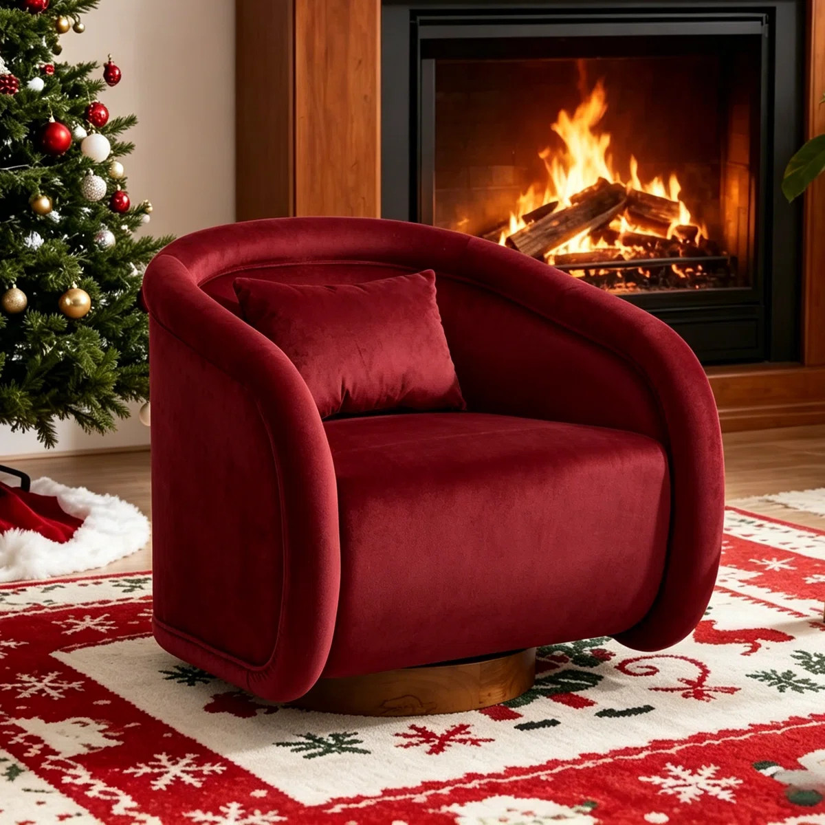Swivel Accent Chair, 360-degree Swivel Barrel Chair with Teddy Upholstery, Comfy Pumpkin-Shaped S... | Wayfair North America