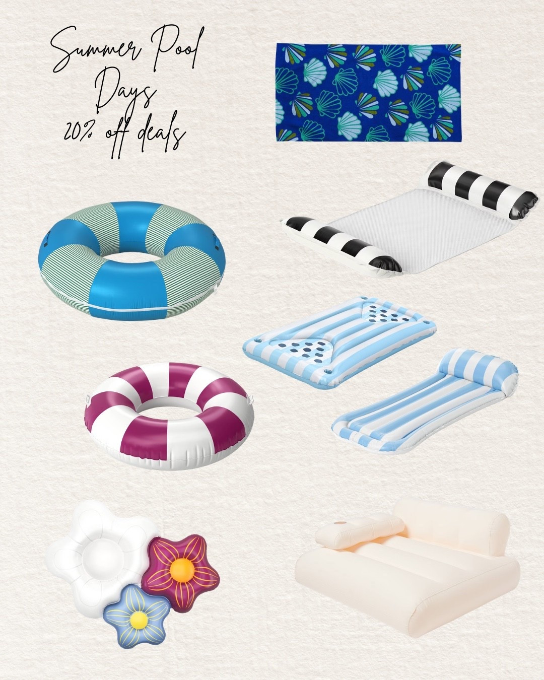 I just found the cutest Summer Pool Days deals at @Target  !!!! Everything is 20% off!!! I got the towel & the sling float in the top right 😍☀️ #ad #sponsored

#LTKHome #LTKSaleAlert #LTKSeasonal