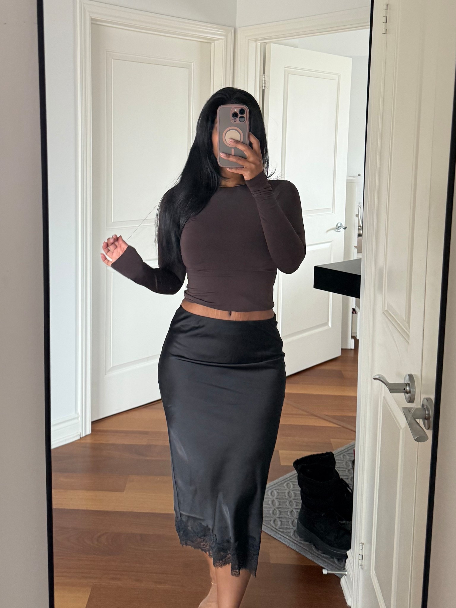 The perfect bodysuit and satin skirt! #midiskirt #bodysuit 

#LTKsale #LTKcanada #LTKdatenight