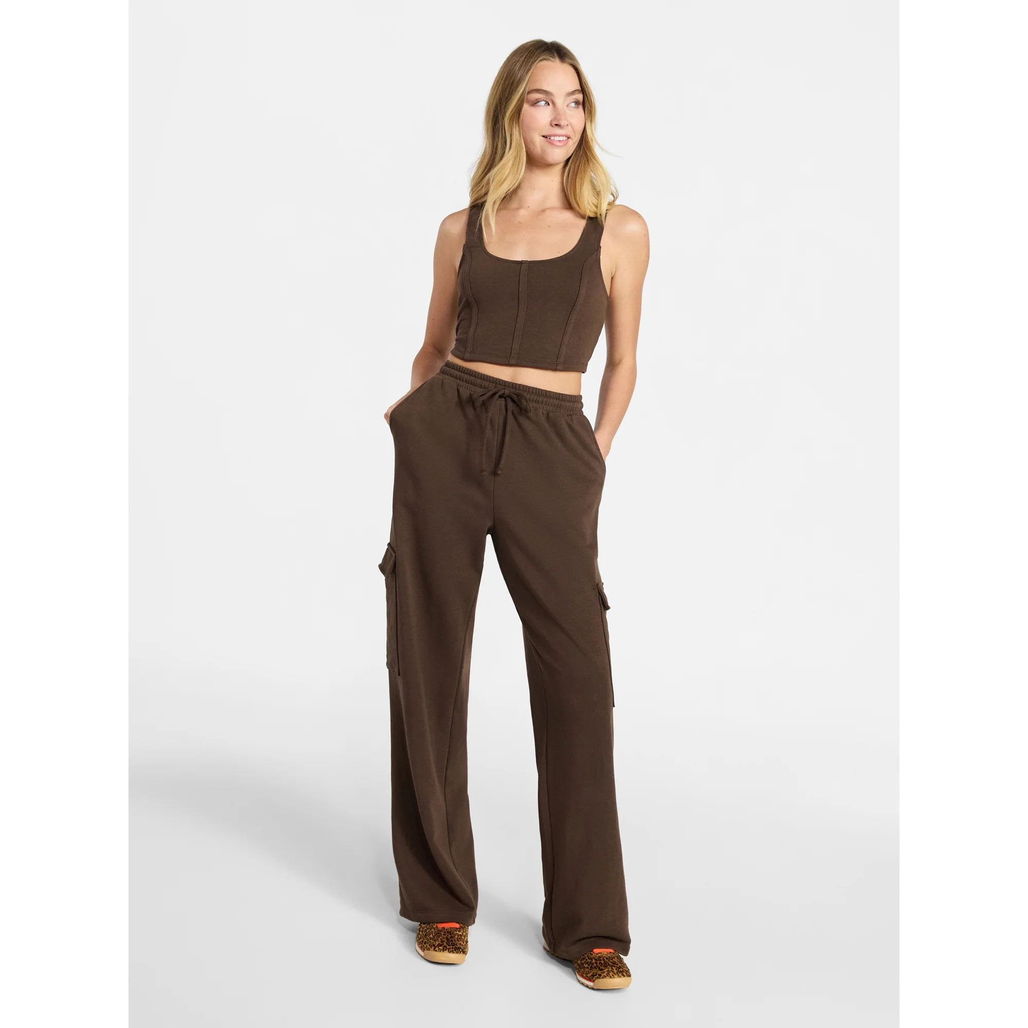 No Boundaries Bustier Tank and Cargo Pant Set, 2-Piece, Women's and Women's Plus Sizes XXS-4X | Walmart (US)