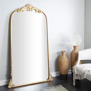 72 in. x 42 in. Tall Ornate Arched Acanthus Oval Framed Gold Scroll Wall Mirror | The Home Depot