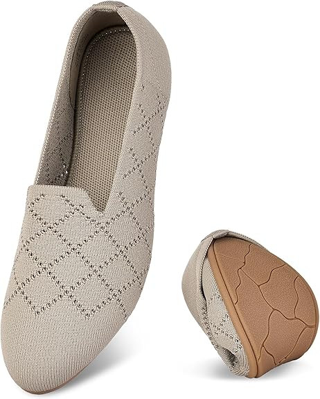 Puxowe Flats for Women Round Toe Flat Shoes Knit Women's Ballet Flat Shoes Dressy Ballerina Slip ... | Amazon (US)