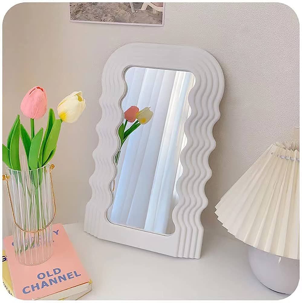 Zanbesio 16 * 10 Inch Wavy Mirror, Desk Mirror with Wave Irregular Frame Mirror, Aesthetic Wall M... | Amazon (US)