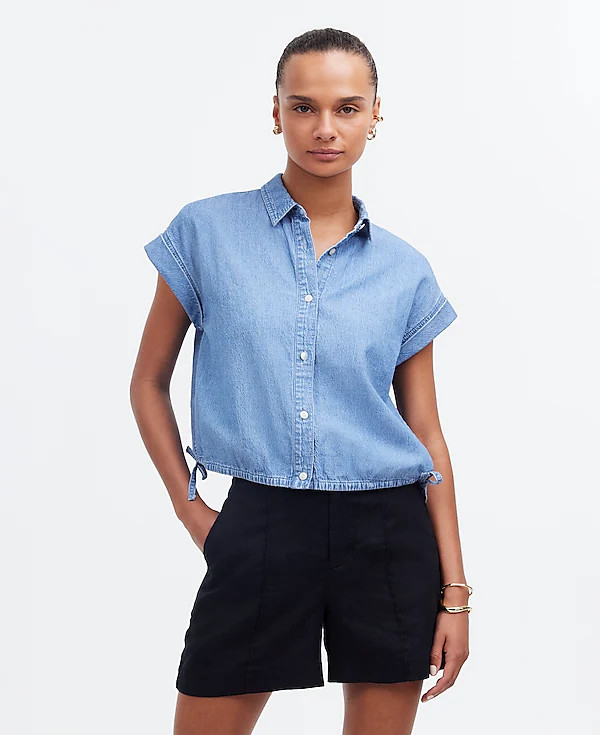 Denim Side-Tie Shirt in Aurea Wash | Madewell