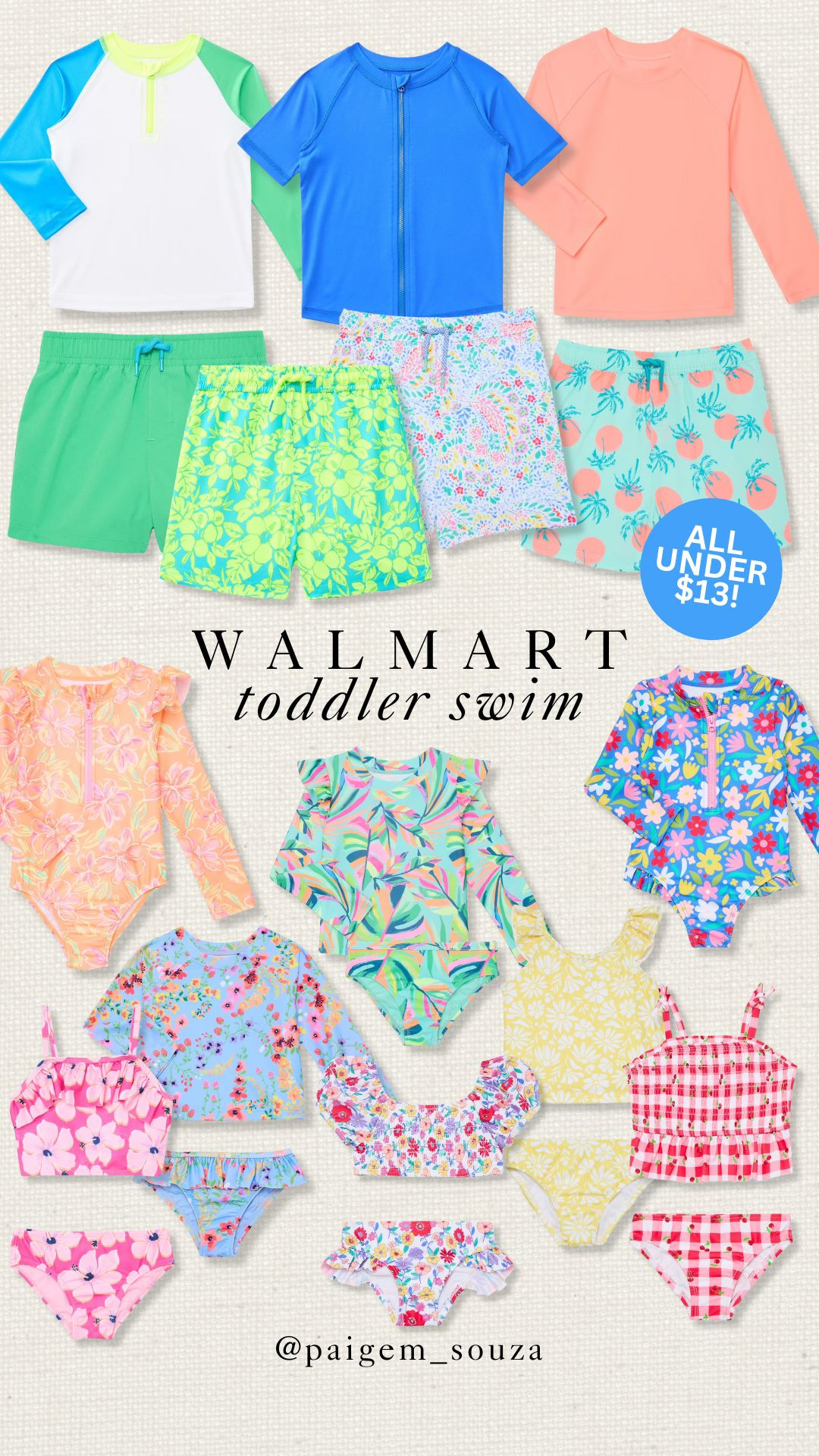 Toddler swim under $13. 🏖️ The cutest prints, bright colors and easy mix-and-match sets for boys & girls!

Walmart toddler swimwear, kids swimsuits, boys swim trunks, girls bikini, rash guard set, budget friendly, pool day, beach trip, summer kids, vacation outfits, affordable finds, mix and match, little ones, warm weather, spring break, affordable swim finds.  

 #LTKootd #LTKTravel #LTKKids