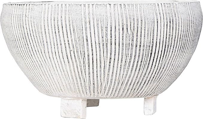 Small Distressed Cream Footed Terracotta Planter with Fluted Texture | Amazon (US)