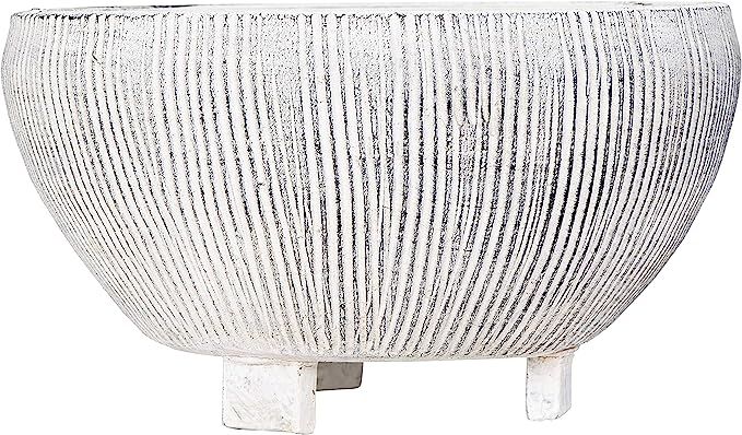 Small Distressed Cream Footed Terracotta Planter with Fluted Texture | Amazon (US)