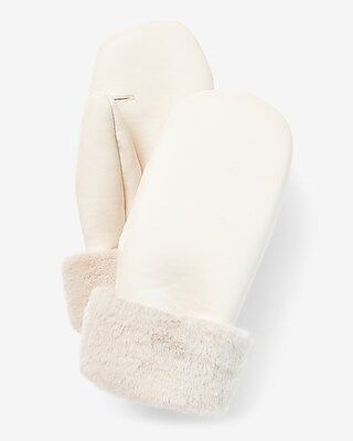 Faux Fur & Leather Mittens | Express