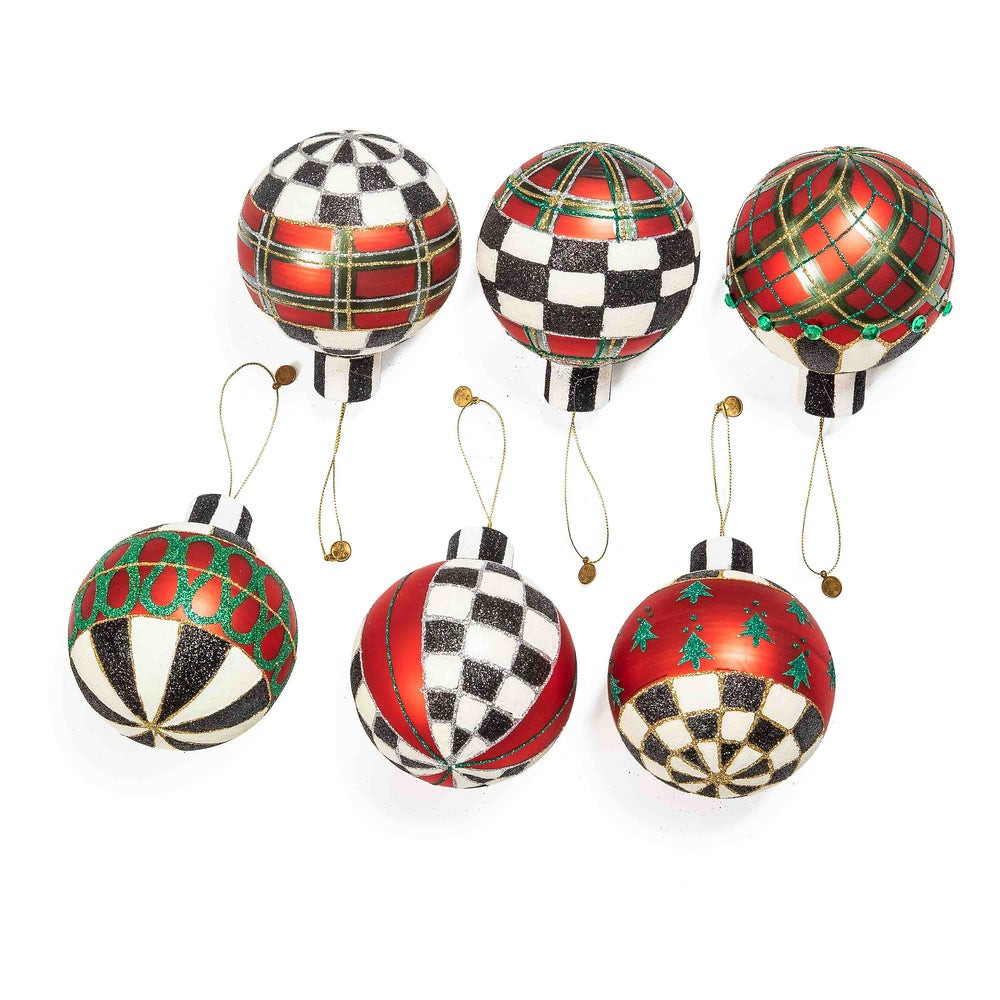 Tartan Glass Large Ball Ornaments, Set of 6 | MacKenzie-Childs