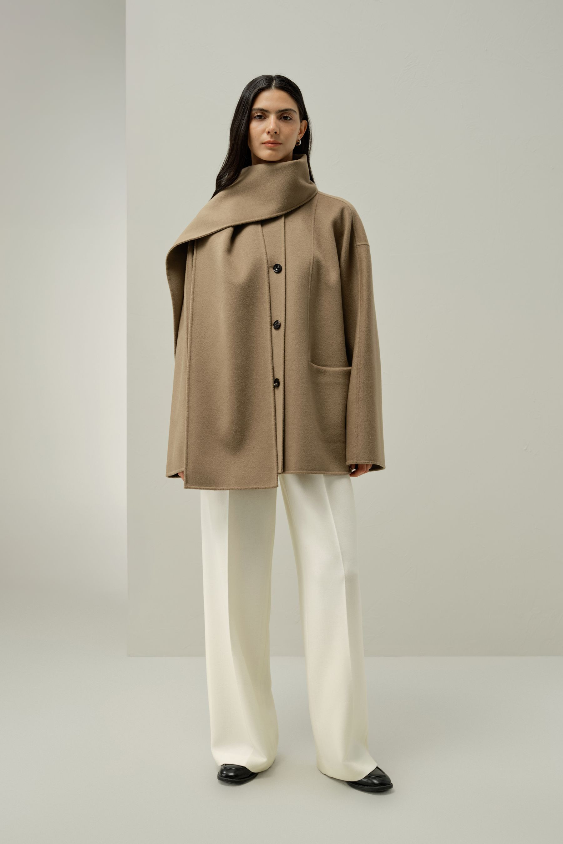 Double-Faced Silk Wool Blend Coat | LilySilk