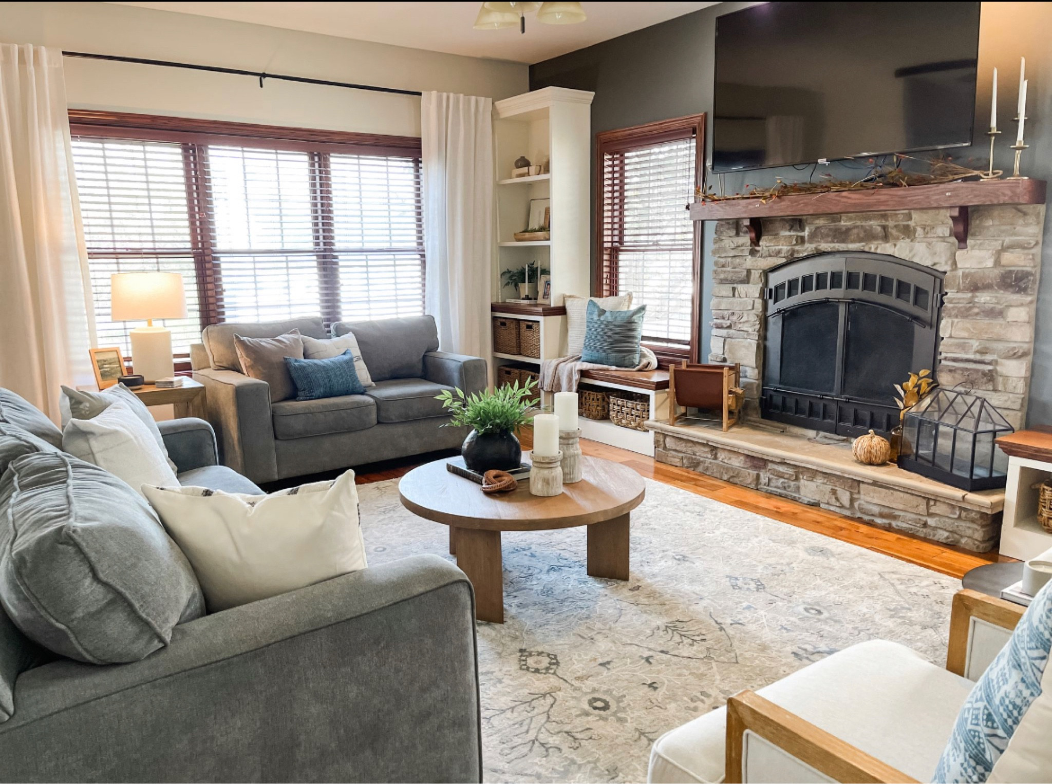 coffee table, decor, pillows, curtains, curtain rods, lamp, leather links, firewood rack 

#LTKhome #LTKstyletip #LTKSale