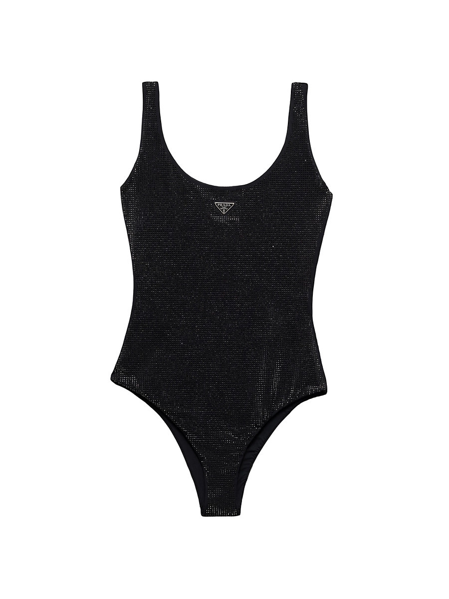 Women's Jersey One-Piece Swimsuit with Rhinestones - Black - Size XS | Saks Fifth Avenue