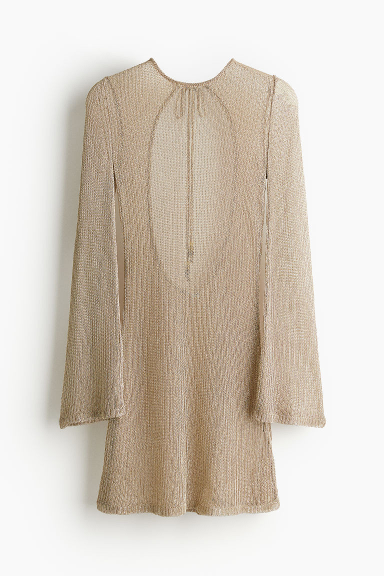 H & M - Open-back Knit Dress - Beige | H&M (US + CA)