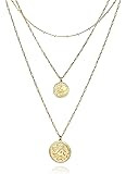Yalice Double Layered Coin Necklace Chain Vintage Gold Disc Necklaces Boho Jewelry for Women and ... | Amazon (US)