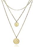 Yalice Double Layered Coin Necklace Chain Vintage Gold Disc Necklaces Boho Jewelry for Women and ... | Amazon (US)