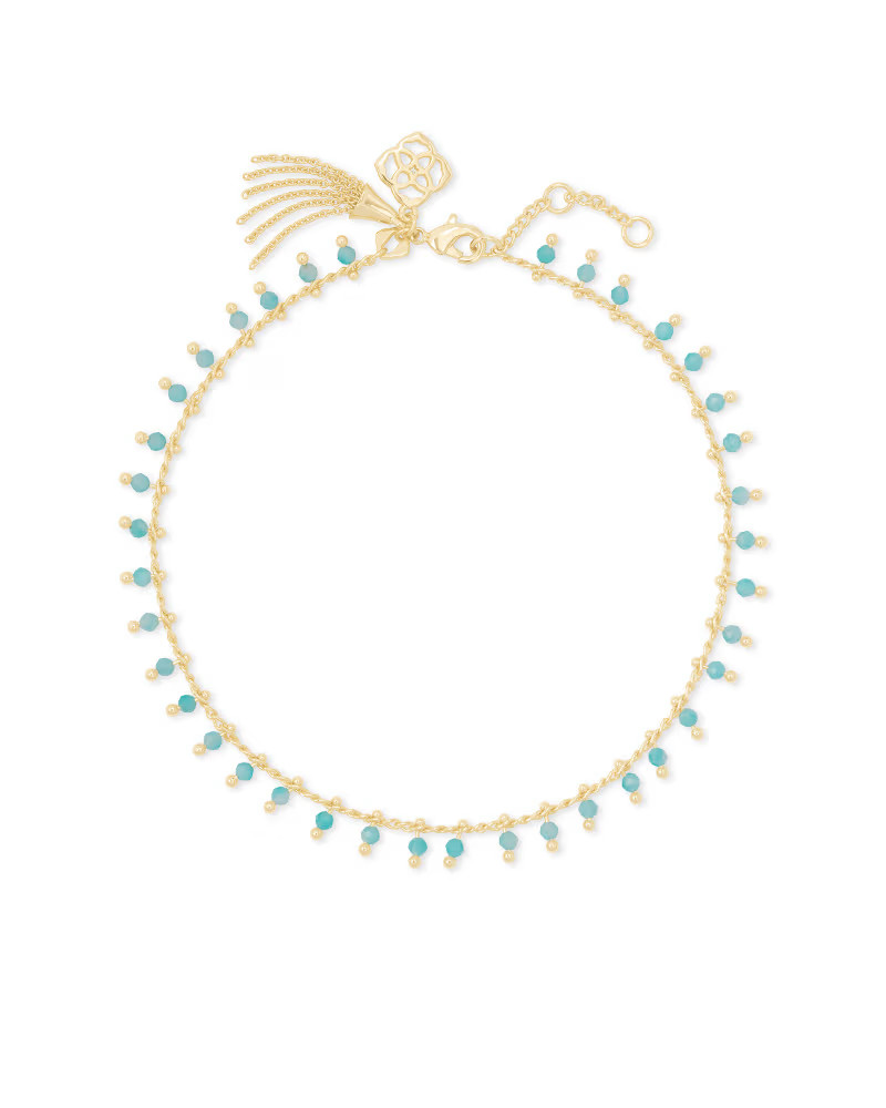 Jenna Gold Anklet in Teal Amazonite | Kendra Scott