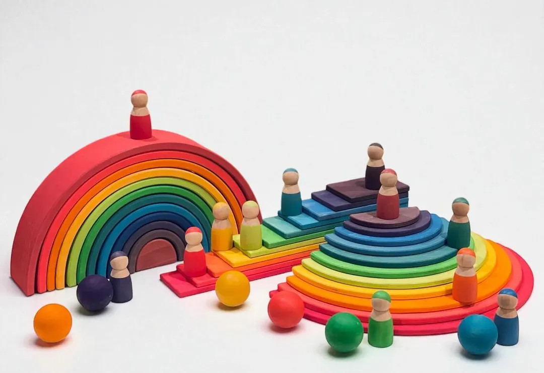 Wooden Rainbow Stacker Bundle| Montessori Waldorf Open-ended Play Gift| Birthday Gift - Etsy | Etsy (Global)