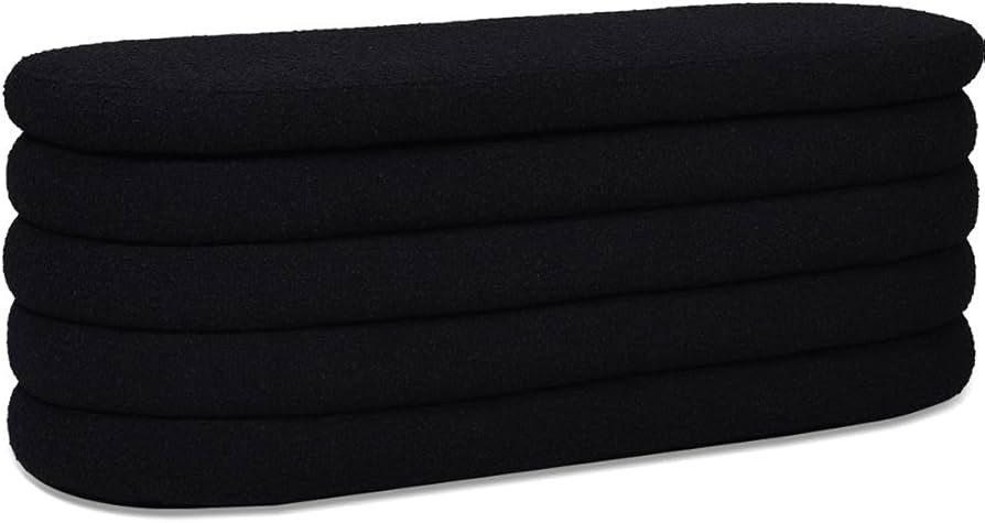 Jennifer Taylor Home Fuji 49" Upholstered Oval Storage Bench, Ebony Black Boucle | Amazon (US)