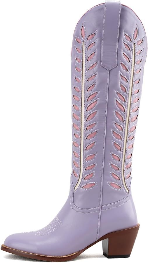 Women's Knee High Boots,Cowboy Boots for Women，Wide Calf Boots with Chunky Heel,Fashion Stylish... | Amazon (US)