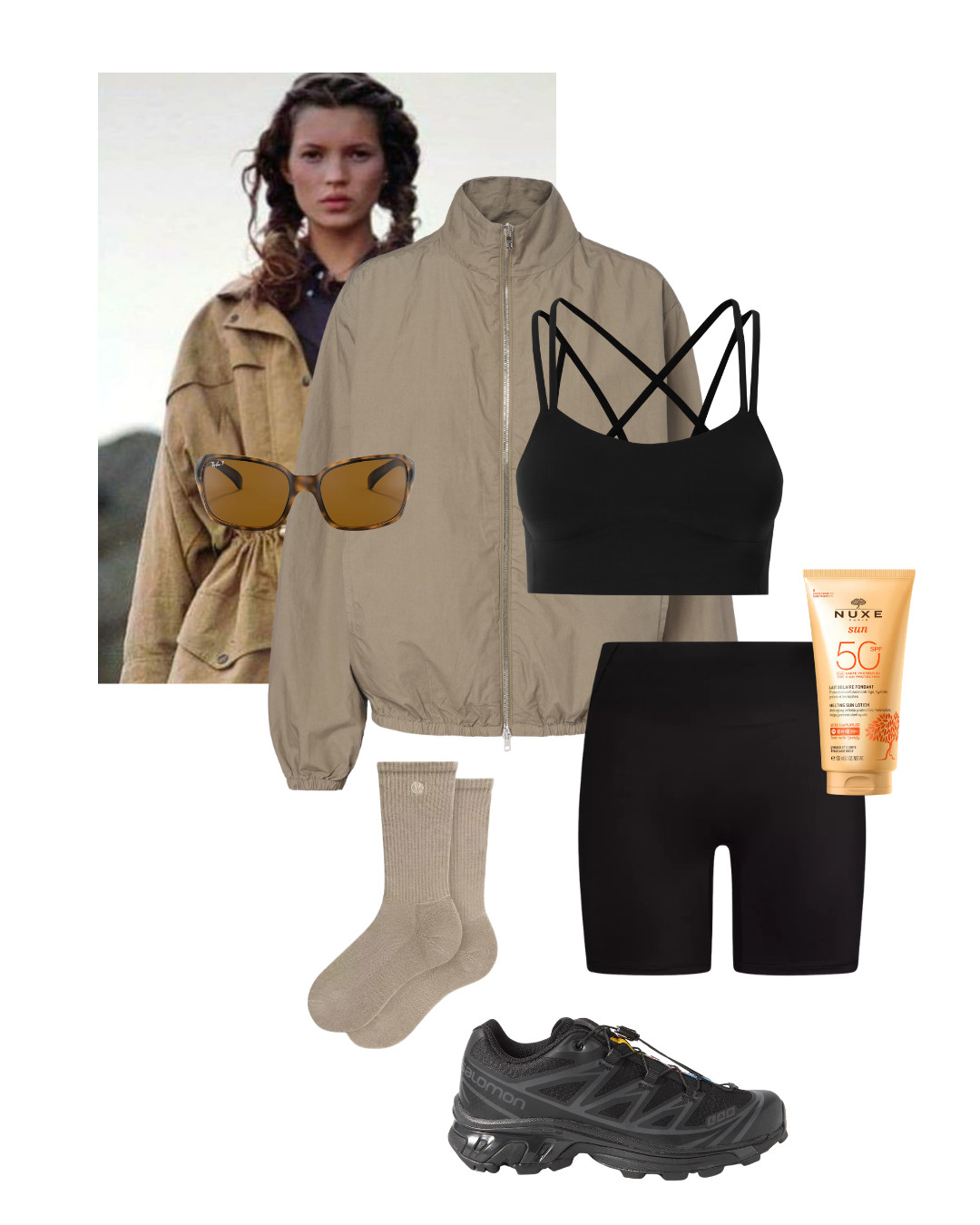 Hiking Style 
| LESET Bomber | Salamon Trainers | Black Set | High Rise Shorts | SPF 

 #LTKuk #LTKsummer #LTKeurope