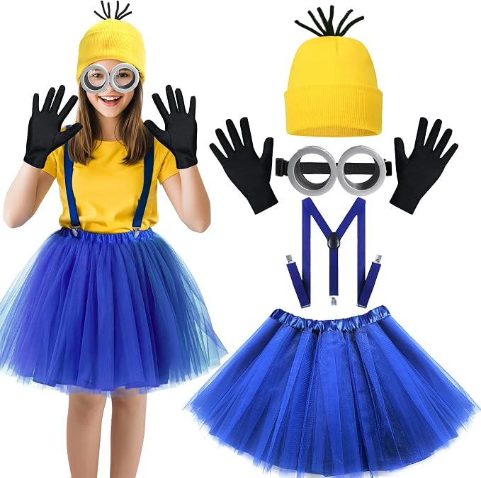 5 PCS Kids Girls Halloween Costume, Goggles/Beanie/Tutu/Suspenders/Gloves | Kids Halloween Costum... | Amazon (US)