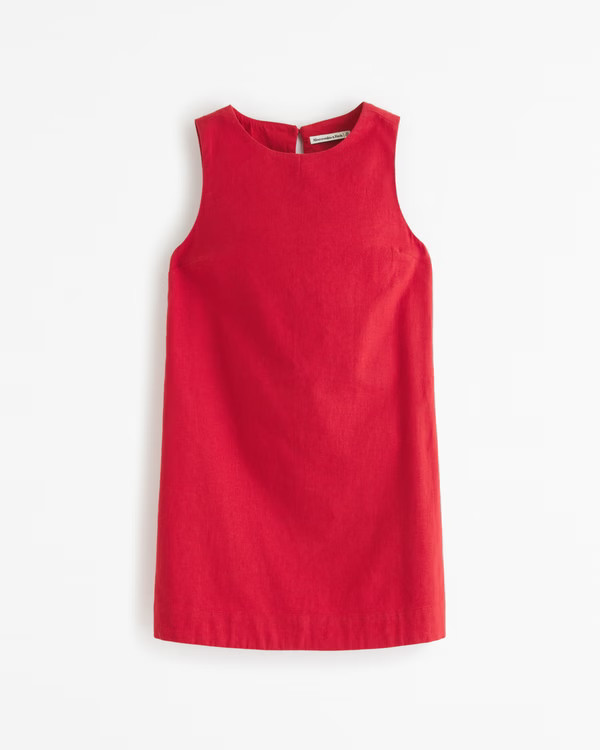 Women's High-Neck Linen-Blend Mini Dress | Women's Dresses & Jumpsuits | Abercrombie.com | Abercrombie & Fitch (US)